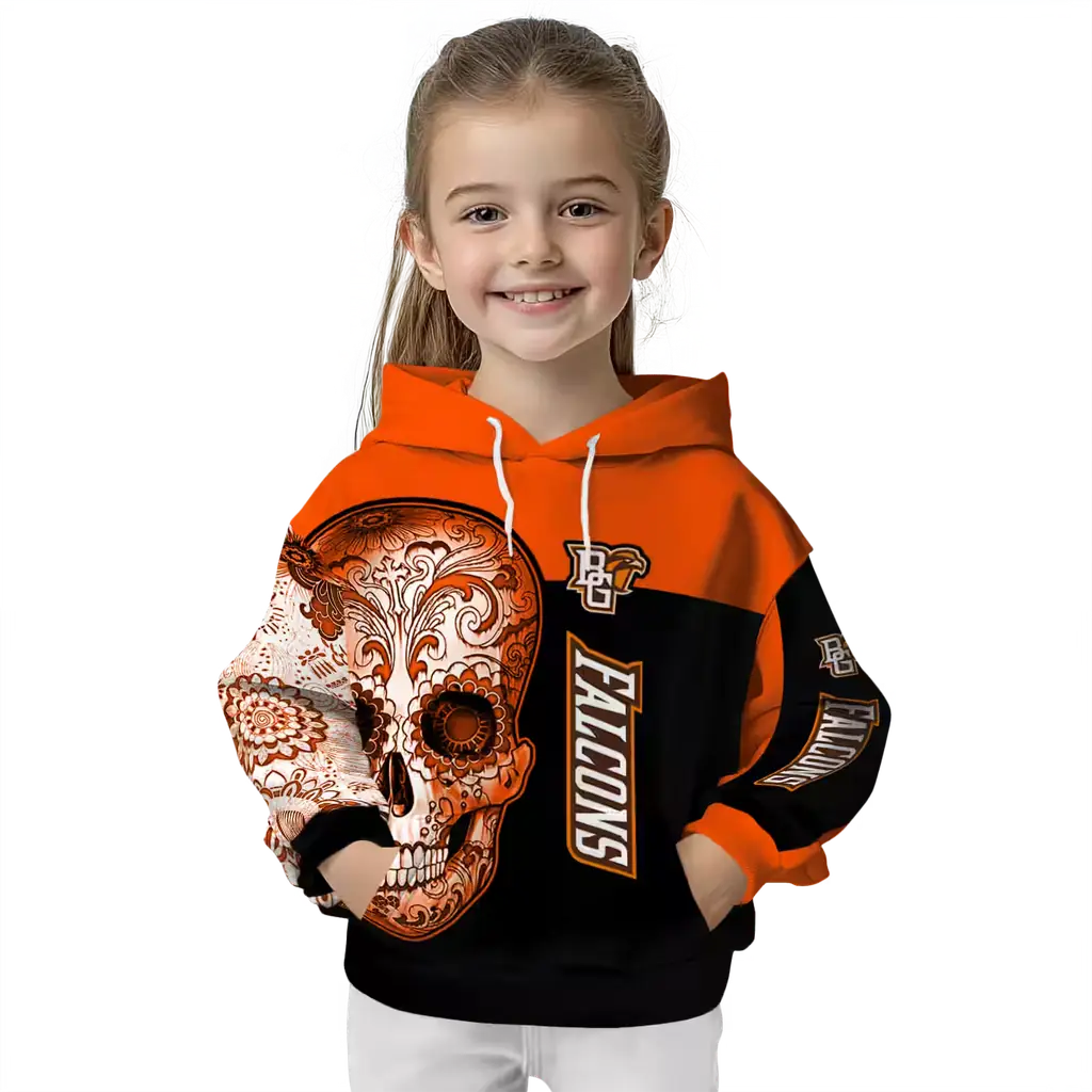 bowling green falcons sugar skull orange black hoodie top rated bowling green falcons sugar skull orange black hoodie top rated