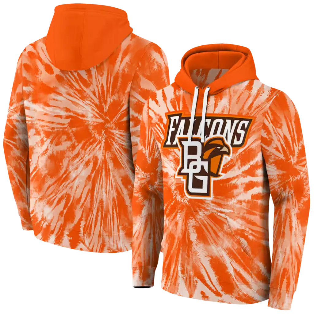 bowling green falcons tie dye pattern orange hoodie fashion forward bowling green falcons tie dye pattern orange hoodie fashion forward