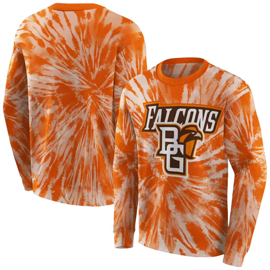 bowling green falcons tie dye pattern orange hoodie premium grade bowling green falcons tie dye pattern orange hoodie premium grade