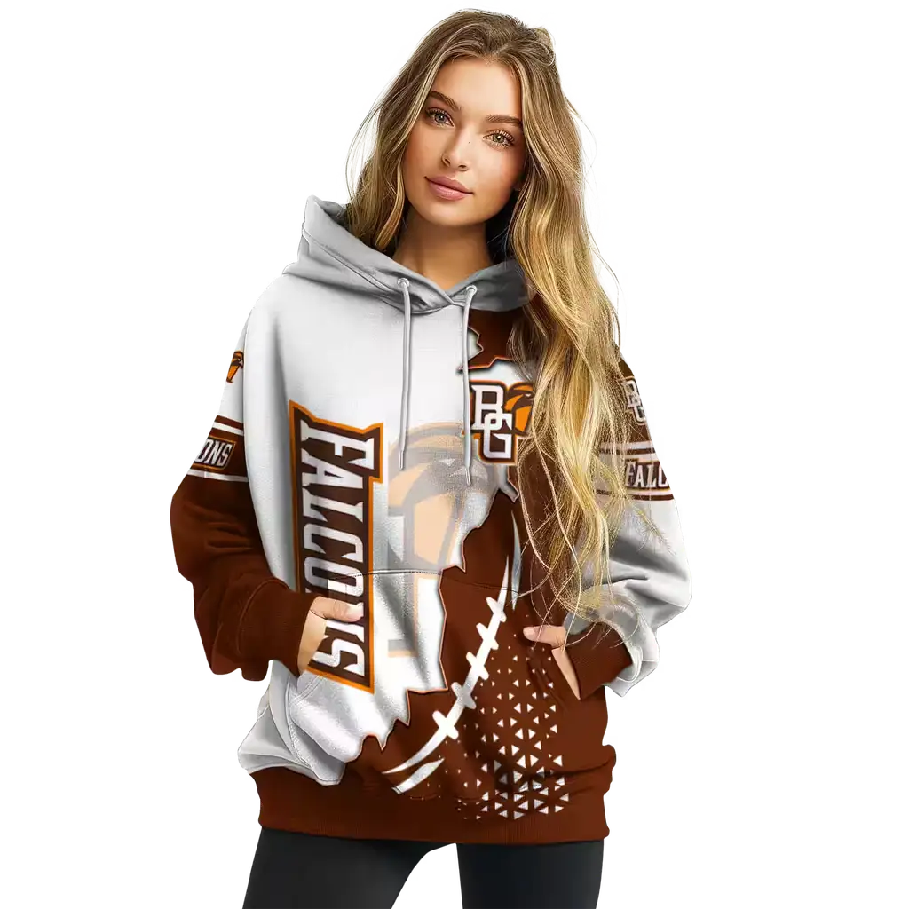 bowling green falcons triangular pattern orange white hoodie high quality bowling green falcons triangular pattern orange white hoodie high quality