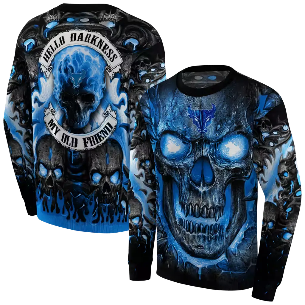 buffalo bulls demonic skull royal blue black hoodie premium grade buffalo bulls demonic skull royal blue black hoodie premium grade