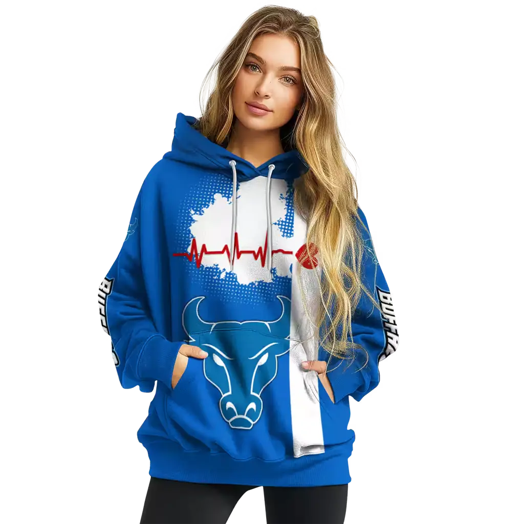 buffalo bulls football heartbeat royal blue hoodie high quality buffalo bulls football heartbeat royal blue hoodie high quality