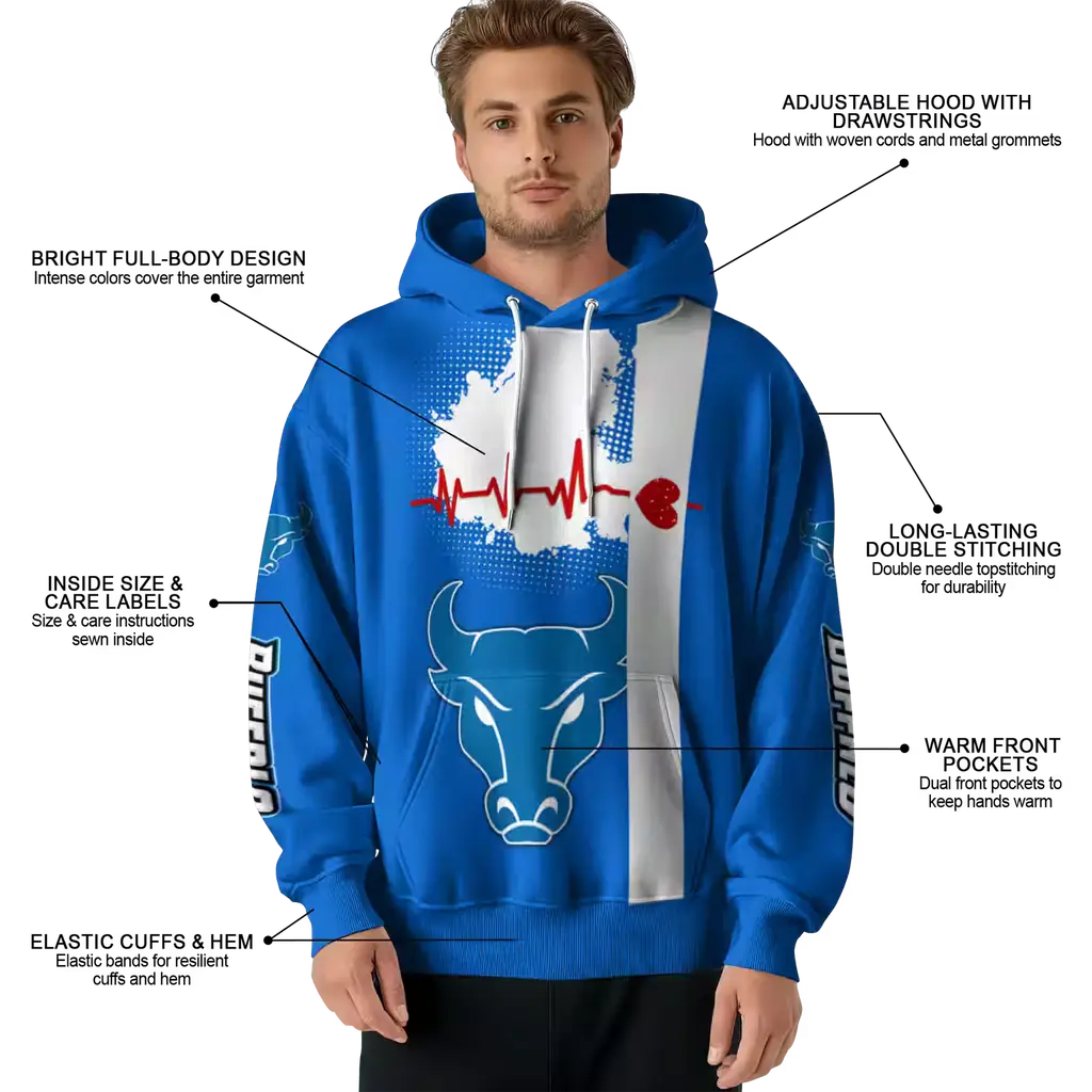 buffalo bulls football heartbeat royal blue hoodie latest model buffalo bulls football heartbeat royal blue hoodie latest model