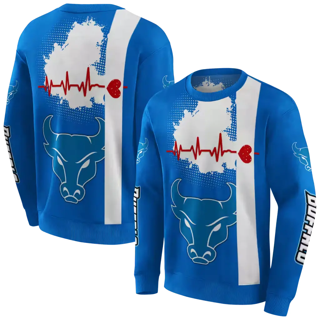 buffalo bulls football heartbeat royal blue hoodie premium grade buffalo bulls football heartbeat royal blue hoodie premium grade