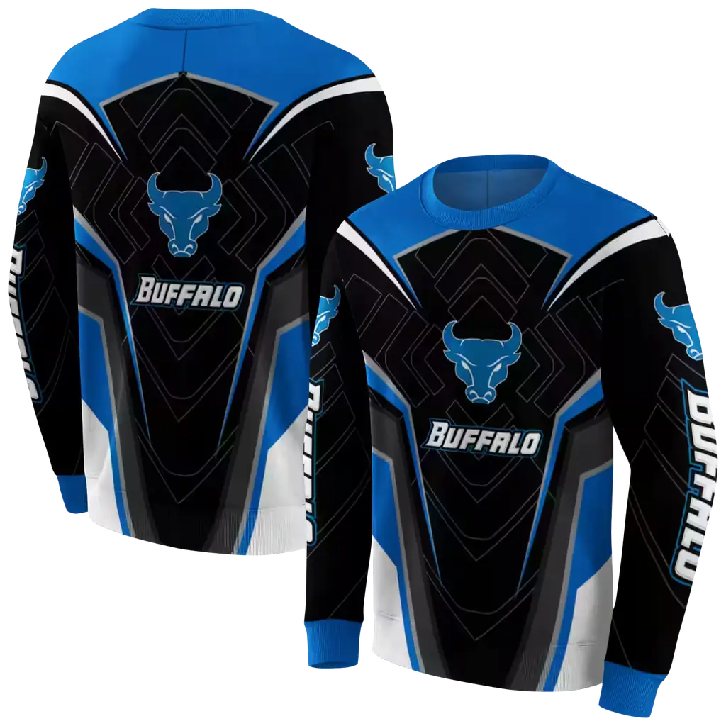 buffalo bulls futuristic pattern royal blue black hoodie premium grade buffalo bulls futuristic pattern royal blue black hoodie premium grade