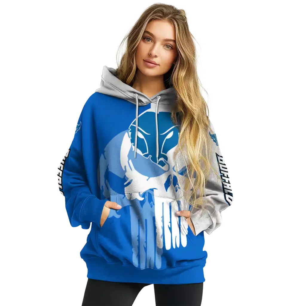 buffalo bulls graphic punisher royal blue white hoodie high quality buffalo bulls graphic punisher royal blue white hoodie high quality