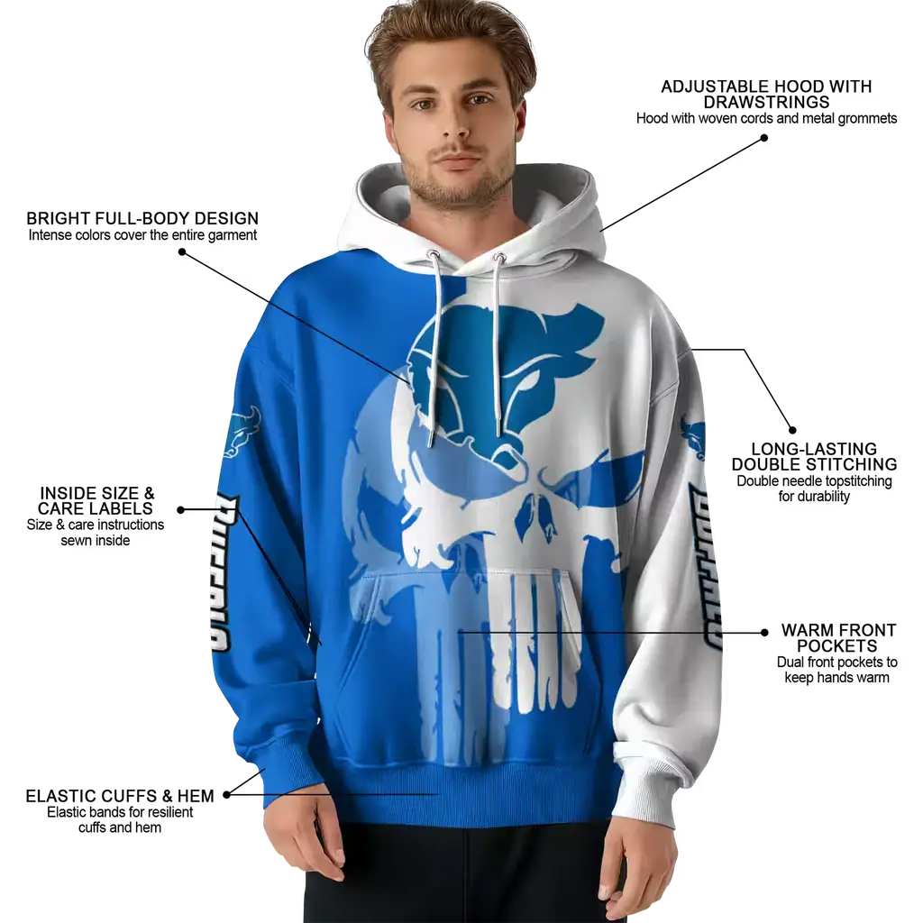 buffalo bulls graphic punisher royal blue white hoodie latest model buffalo bulls graphic punisher royal blue white hoodie latest model