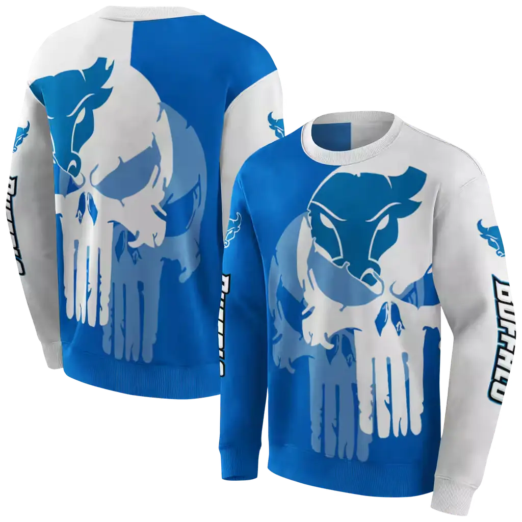 buffalo bulls graphic punisher royal blue white hoodie premium grade buffalo bulls graphic punisher royal blue white hoodie premium grade