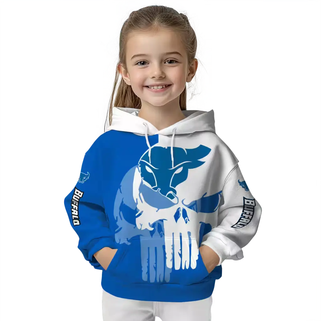 buffalo bulls graphic punisher royal blue white hoodie top rated buffalo bulls graphic punisher royal blue white hoodie top rated