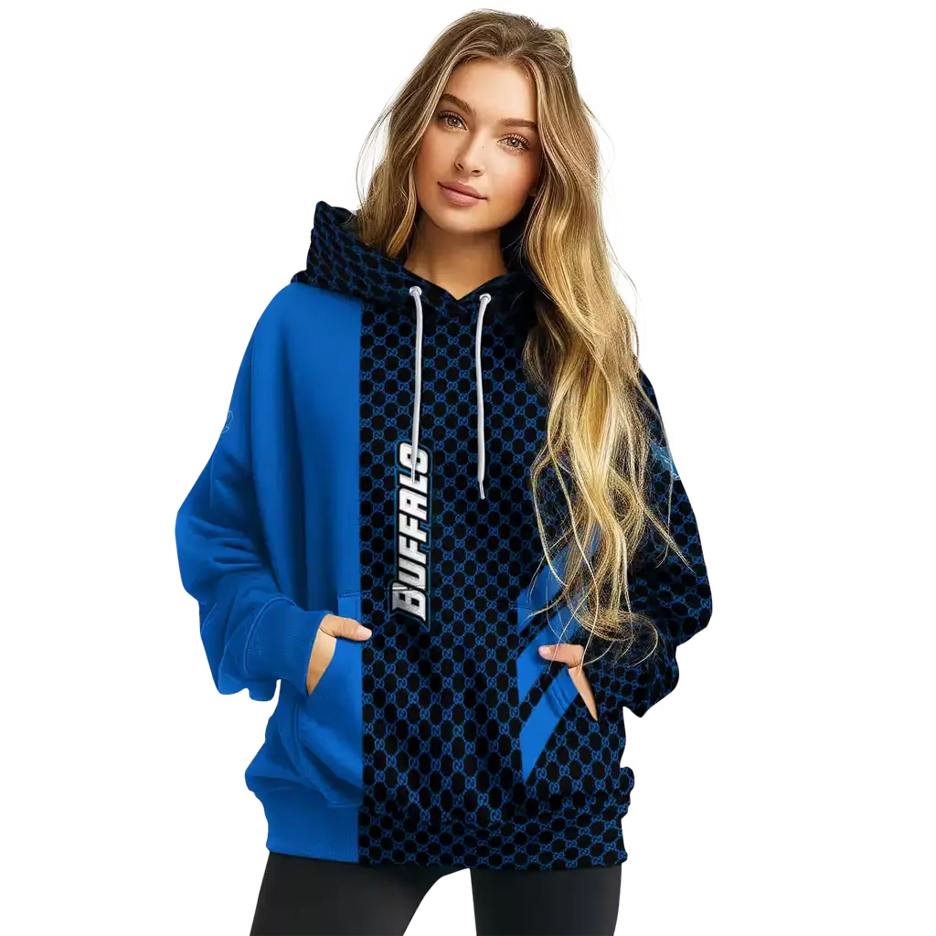 buffalo bulls monogram pattern royal blue hoodie high quality buffalo bulls monogram pattern royal blue hoodie high quality
