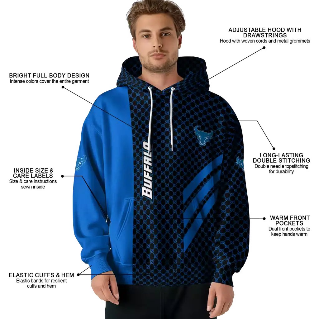 buffalo bulls monogram pattern royal blue hoodie latest model buffalo bulls monogram pattern royal blue hoodie latest model