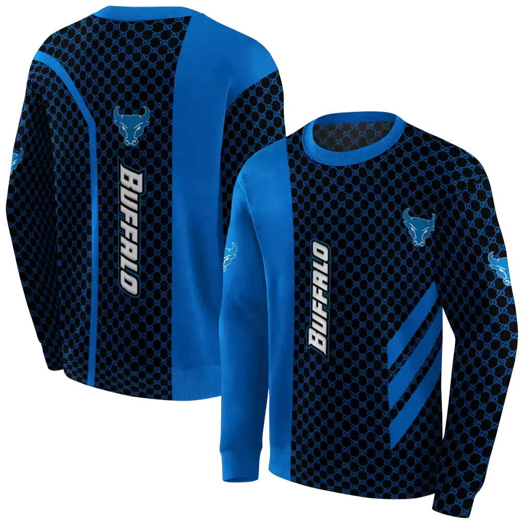 buffalo bulls monogram pattern royal blue hoodie premium grade buffalo bulls monogram pattern royal blue hoodie premium grade