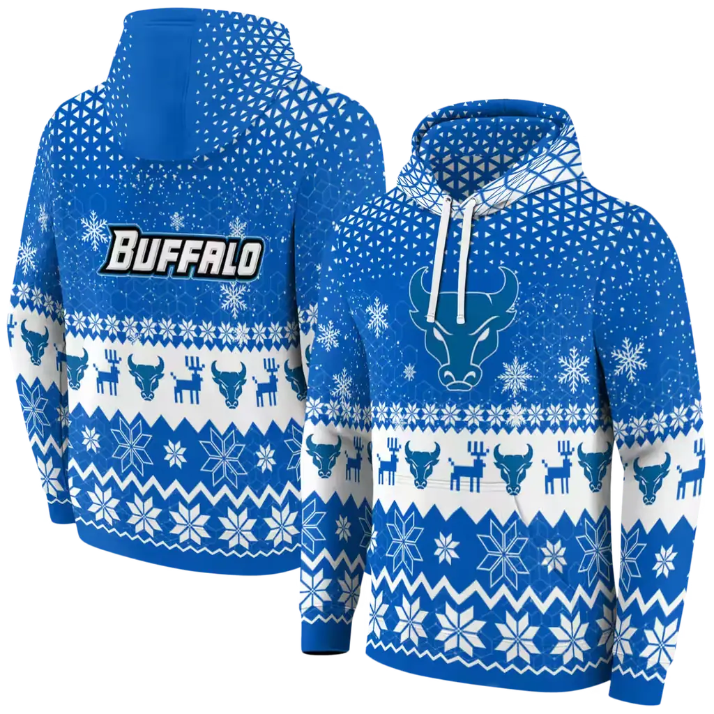 buffalo bulls reindeer motif royal blue hoodie fashion forward buffalo bulls reindeer motif royal blue hoodie fashion forward