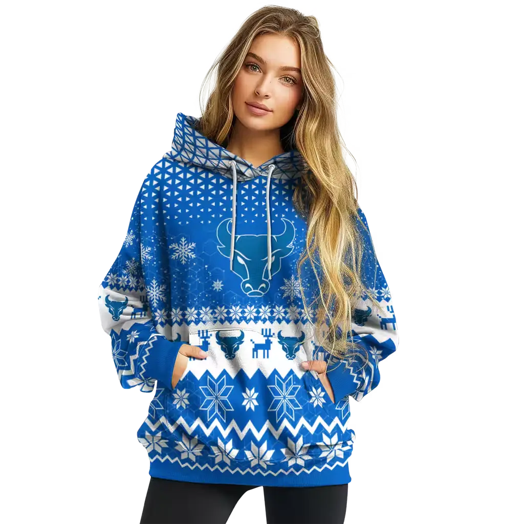 buffalo bulls reindeer motif royal blue hoodie high quality buffalo bulls reindeer motif royal blue hoodie high quality