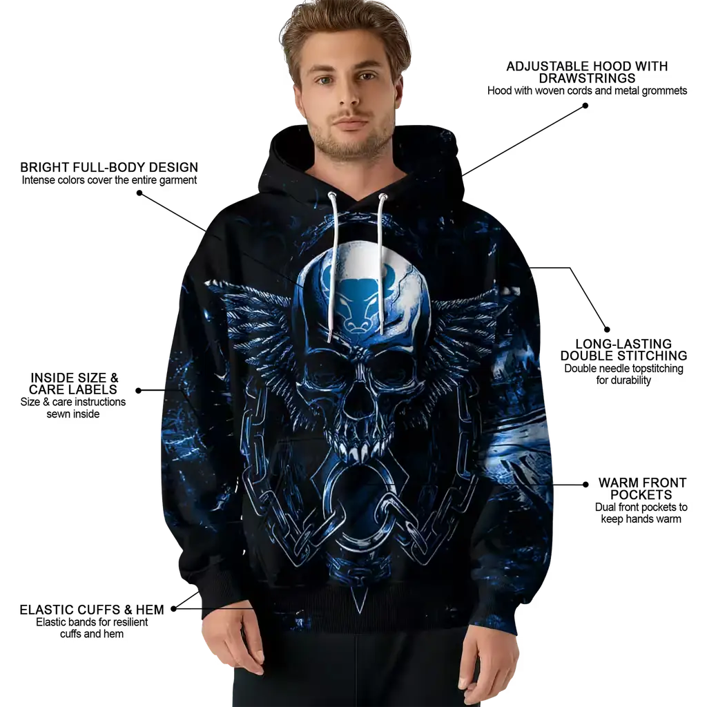buffalo bulls skull artwork royal blue black hoodie latest model buffalo bulls skull artwork royal blue black hoodie latest model