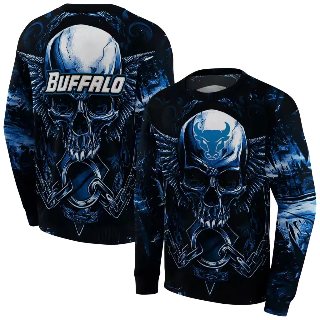 buffalo bulls skull artwork royal blue black hoodie premium grade buffalo bulls skull artwork royal blue black hoodie premium grade