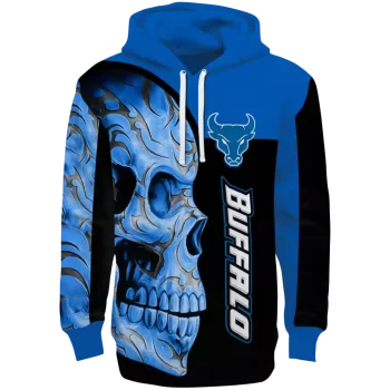 buffalo bulls skull motif royal blue black hoodie best selling