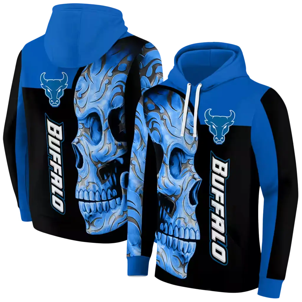 buffalo bulls skull motif royal blue black hoodie fashion forward buffalo bulls skull motif royal blue black hoodie fashion forward