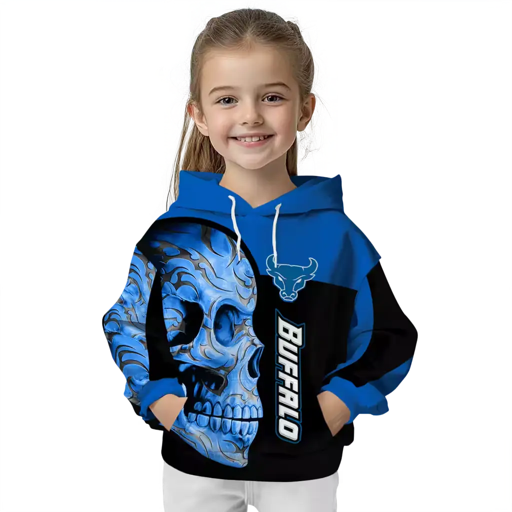 buffalo bulls skull motif royal blue black hoodie top rated buffalo bulls skull motif royal blue black hoodie top rated