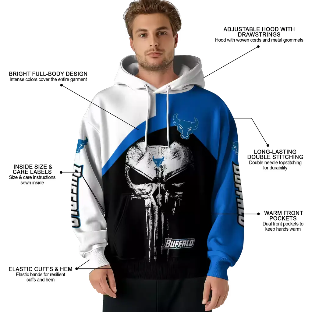 buffalo bulls skull punisher white black hoodie latest model buffalo bulls skull punisher white black hoodie latest model