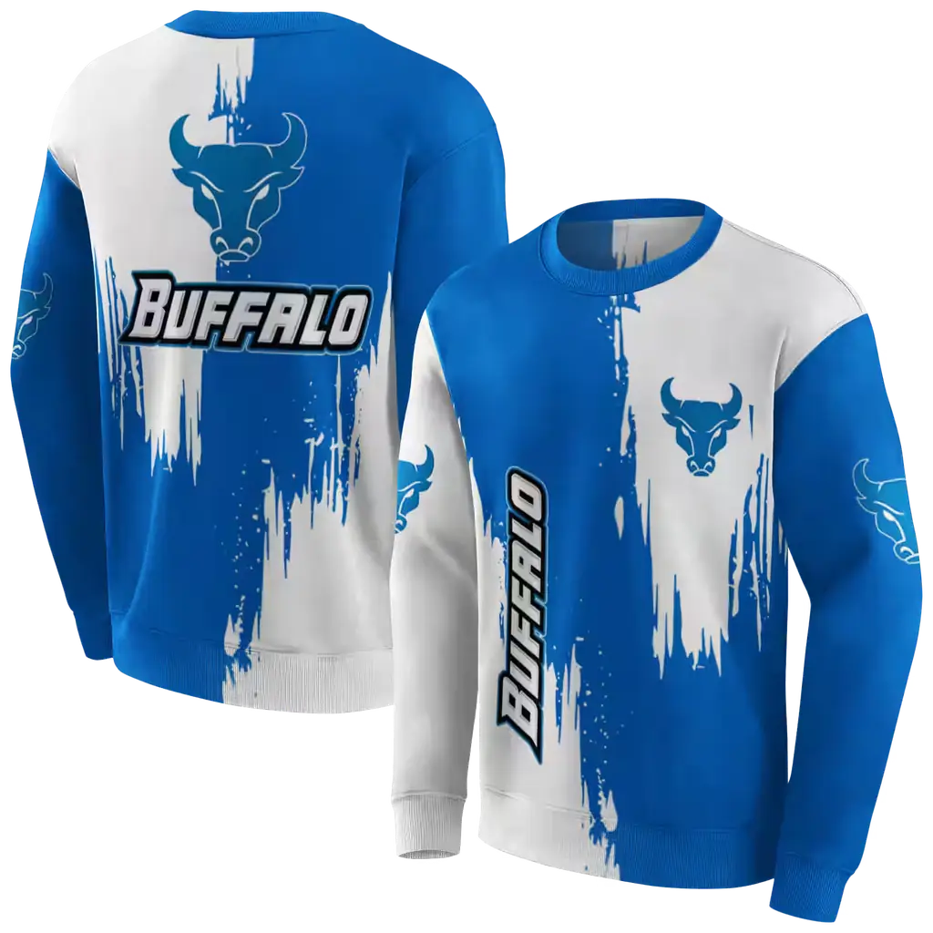 buffalo bulls splatter effect royal blue hoodie premium grade buffalo bulls splatter effect royal blue hoodie premium grade