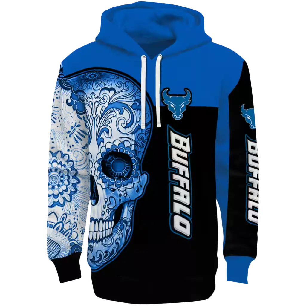 buffalo bulls sugar skull royal blue black hoodie best selling buffalo bulls sugar skull royal blue black hoodie best selling