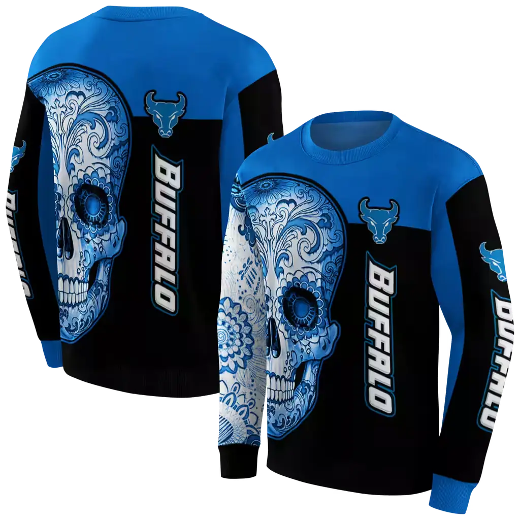 buffalo bulls sugar skull royal blue black hoodie premium grade buffalo bulls sugar skull royal blue black hoodie premium grade