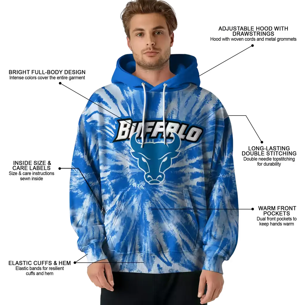 buffalo bulls tie dye pattern royal blue hoodie latest model buffalo bulls tie dye pattern royal blue hoodie latest model
