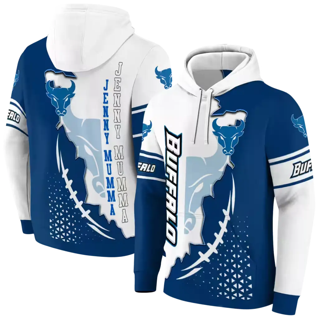 buffalo bulls triangular pattern royal blue white hoodie fashion forward buffalo bulls triangular pattern royal blue white hoodie fashion forward