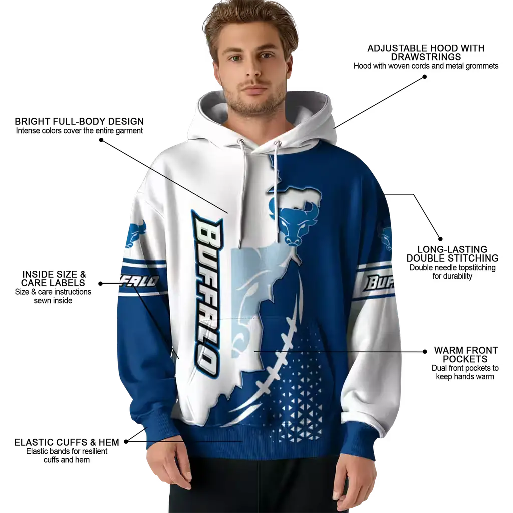 buffalo bulls triangular pattern royal blue white hoodie latest model buffalo bulls triangular pattern royal blue white hoodie latest model