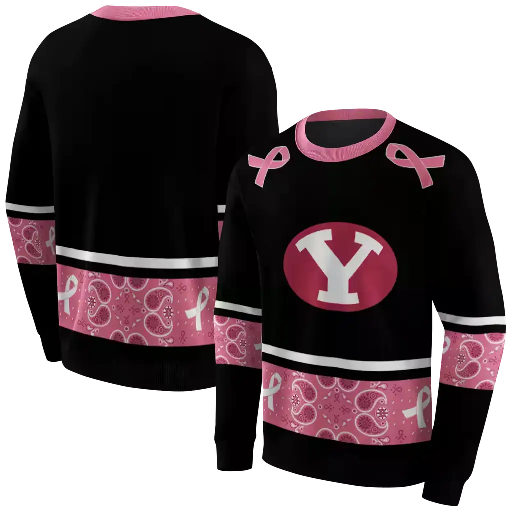 byu cougars awareness ribbon black pink hoodie premium grade byu cougars awareness ribbon black pink hoodie premium grade