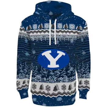 byu cougars christmas trees blue hoodie best selling