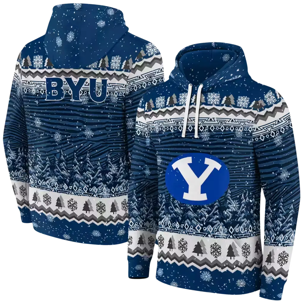 byu cougars christmas trees blue hoodie fashion forward byu cougars christmas trees blue hoodie fashion forward