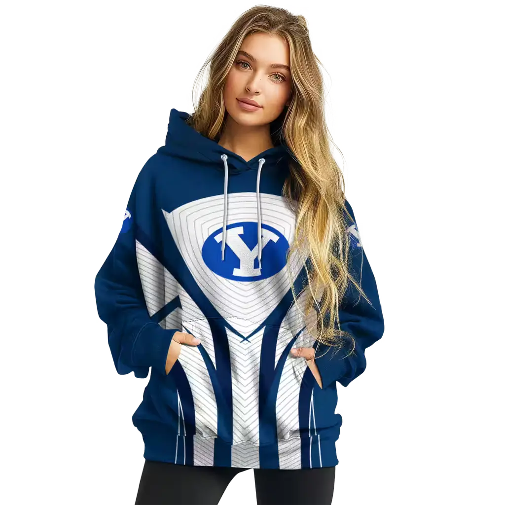 byu cougars concentric lines blue black hoodie high quality byu cougars concentric lines blue black hoodie high quality