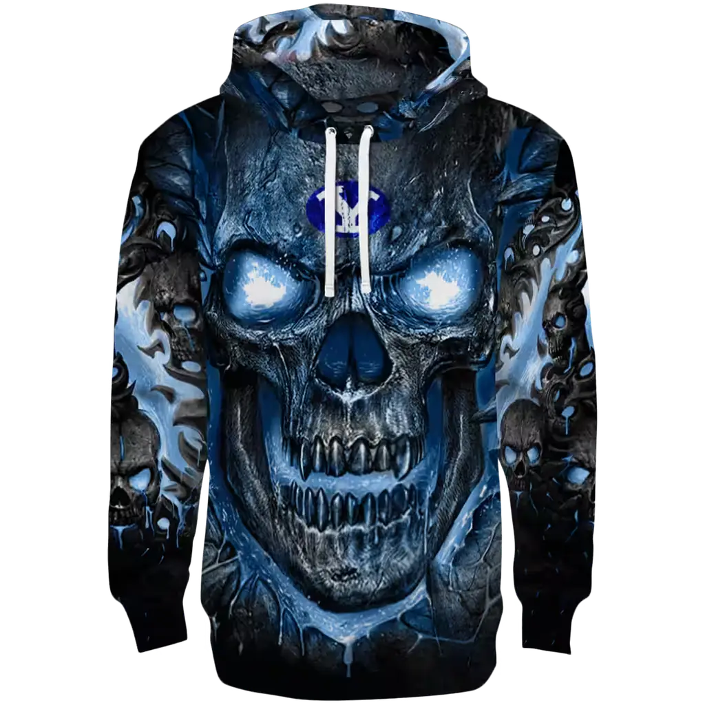 byu cougars demonic skull blue black hoodie best selling byu cougars demonic skull blue black hoodie best selling