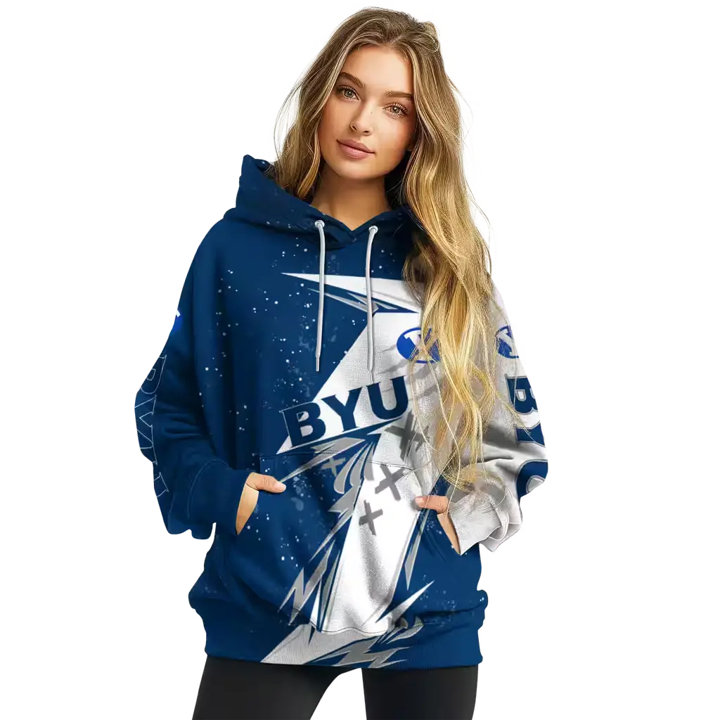 byu cougars dynamic slash blue white hoodie high quality byu cougars dynamic slash blue white hoodie high quality