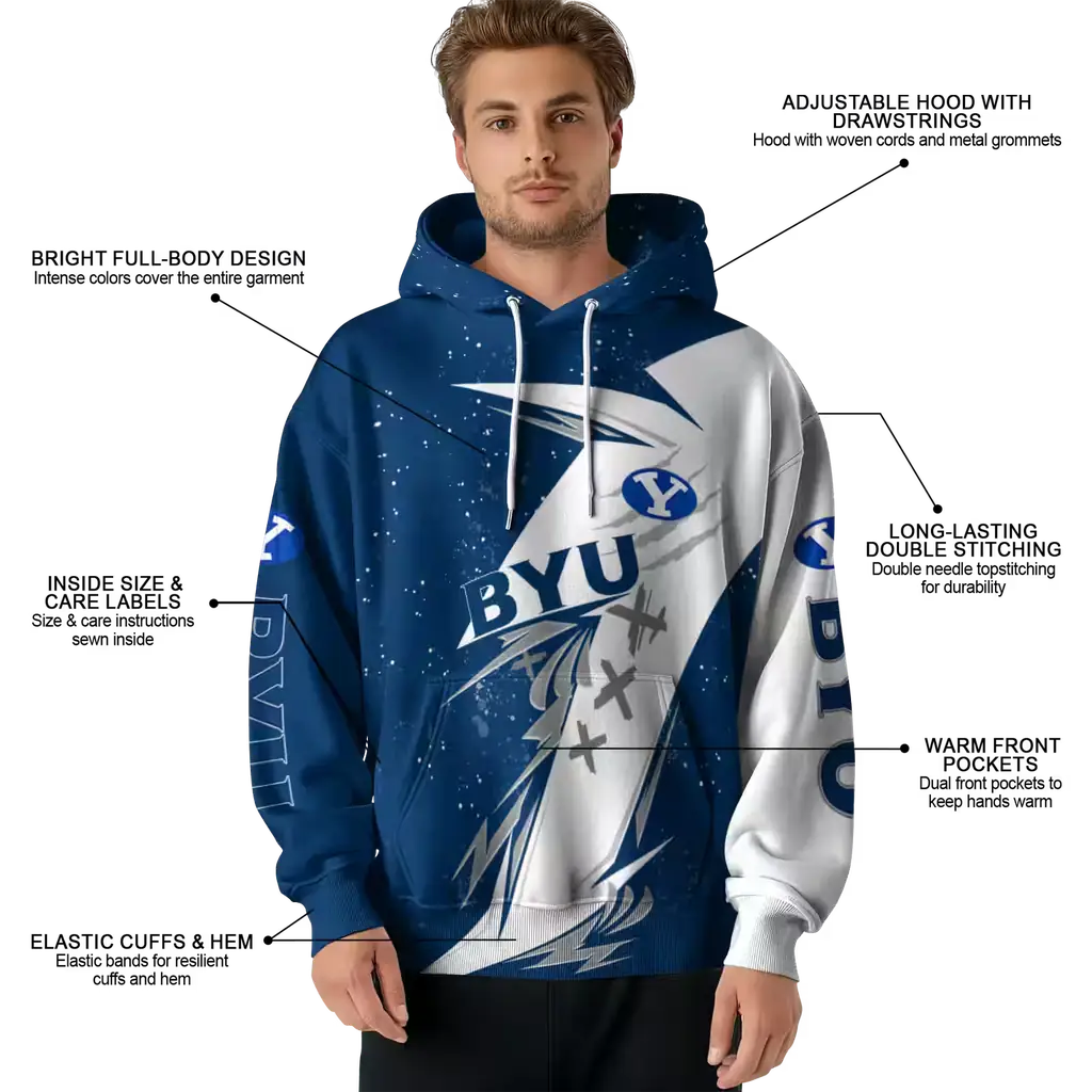 byu cougars dynamic slash blue white hoodie latest model byu cougars dynamic slash blue white hoodie latest model