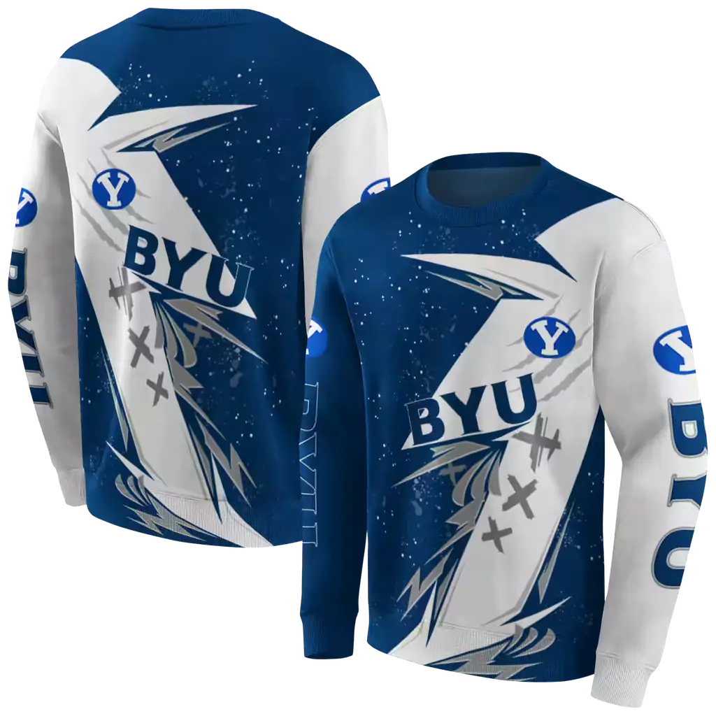 byu cougars dynamic slash blue white hoodie premium grade byu cougars dynamic slash blue white hoodie premium grade