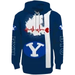byu cougars football heartbeat blue hoodie best selling