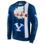 byu cougars football heartbeat blue hoodie best selling