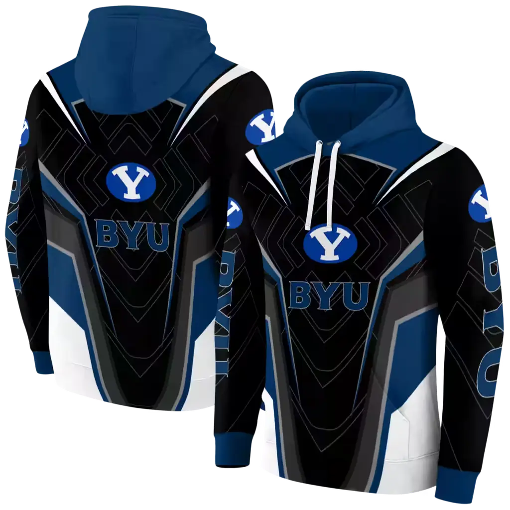 byu cougars futuristic pattern blue black hoodie fashion forward byu cougars futuristic pattern blue black hoodie fashion forward