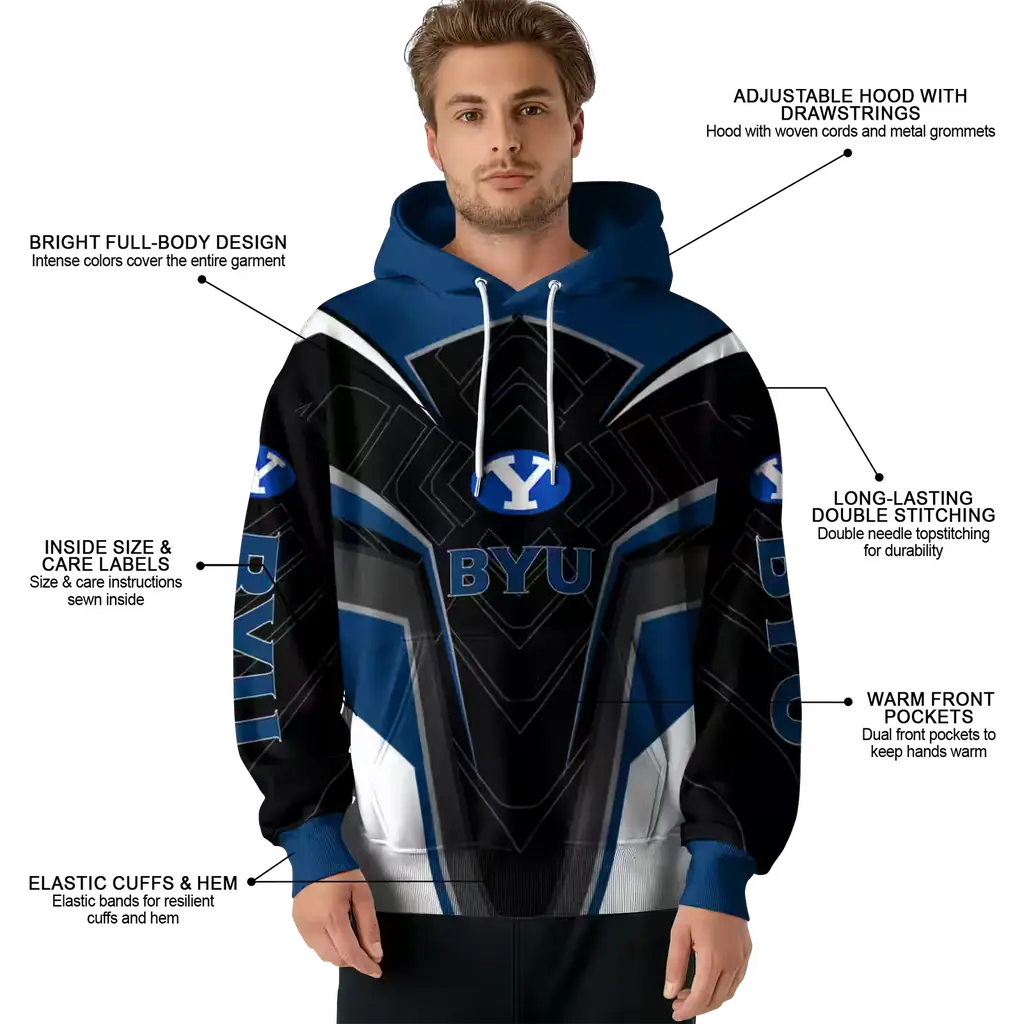 byu cougars futuristic pattern blue black hoodie latest model byu cougars futuristic pattern blue black hoodie latest model