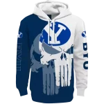 byu cougars graphic punisher blue white hoodie best selling
