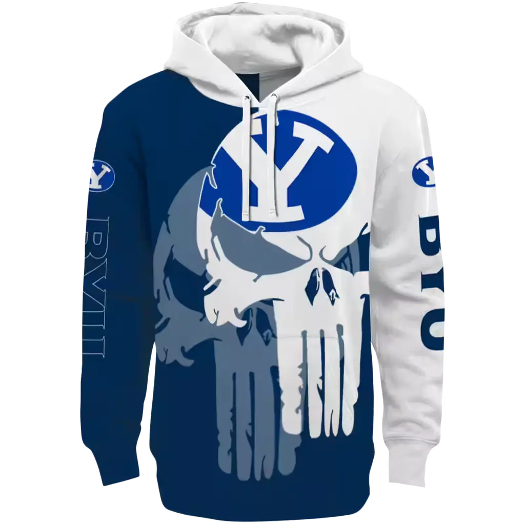 byu cougars graphic punisher blue white hoodie best selling byu cougars graphic punisher blue white hoodie best selling