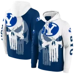 byu cougars graphic punisher blue white hoodie best selling
