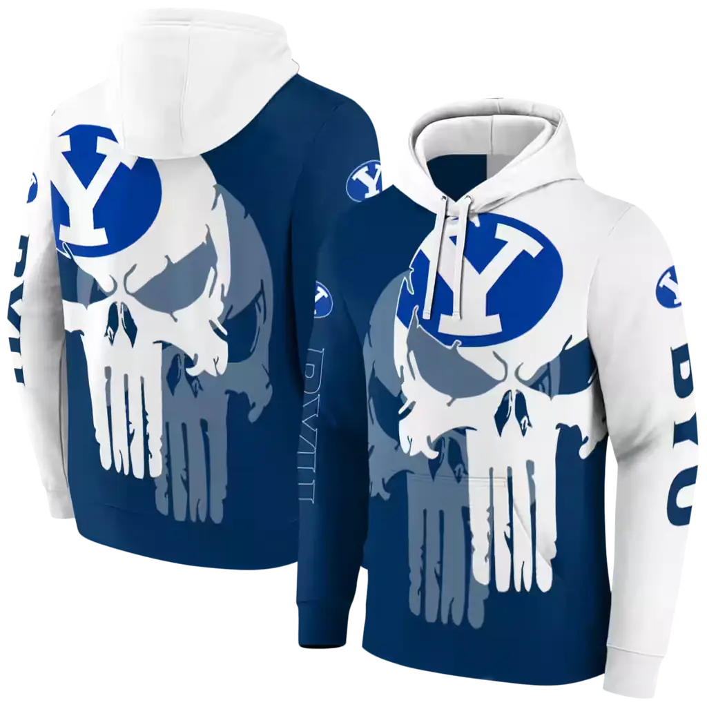 byu cougars graphic punisher blue white hoodie fashion forward byu cougars graphic punisher blue white hoodie fashion forward