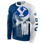 byu cougars graphic punisher blue white hoodie best selling