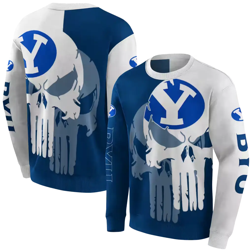 byu cougars graphic punisher blue white hoodie premium grade byu cougars graphic punisher blue white hoodie premium grade