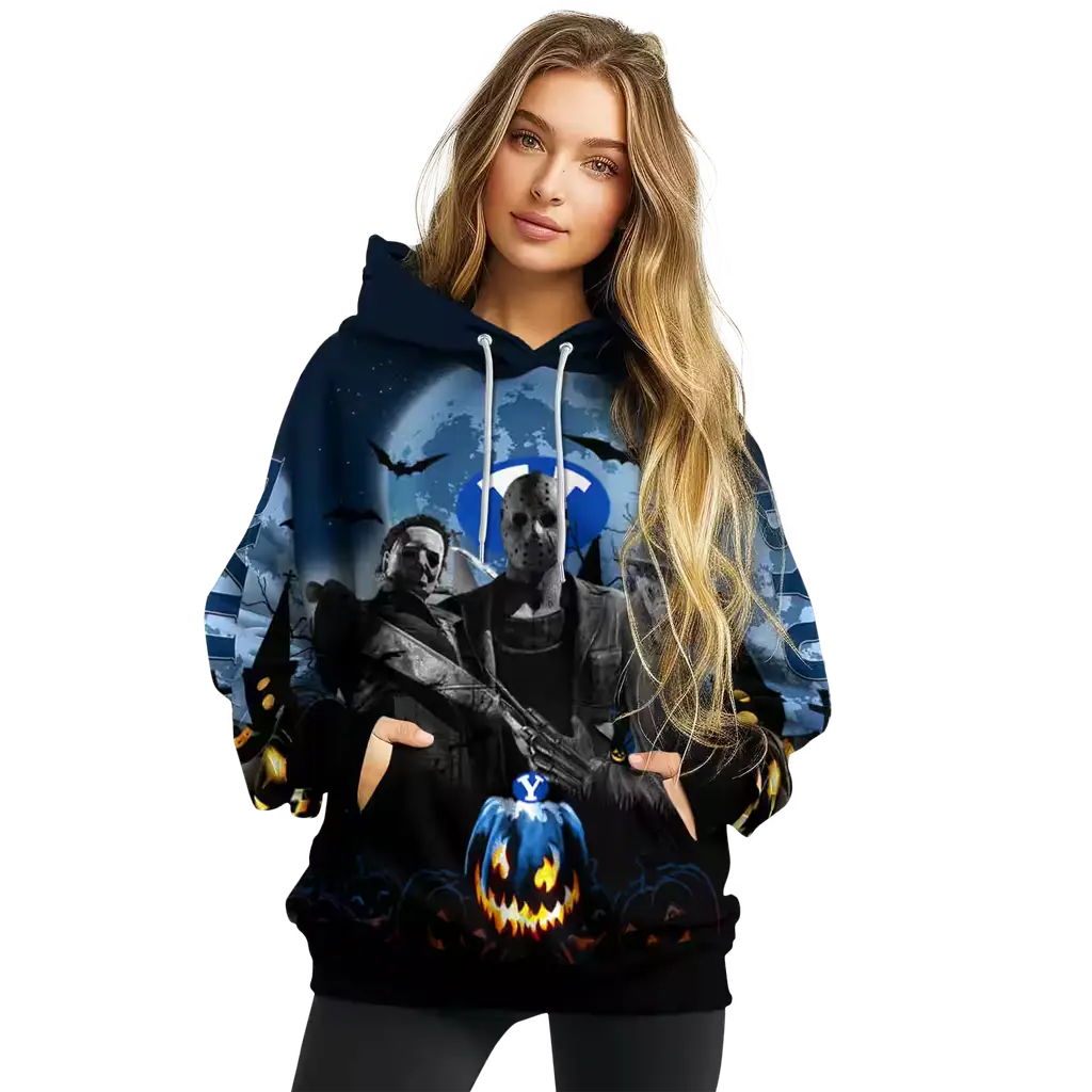 byu cougars halloween vibes blue black hoodie high quality byu cougars halloween vibes blue black hoodie high quality