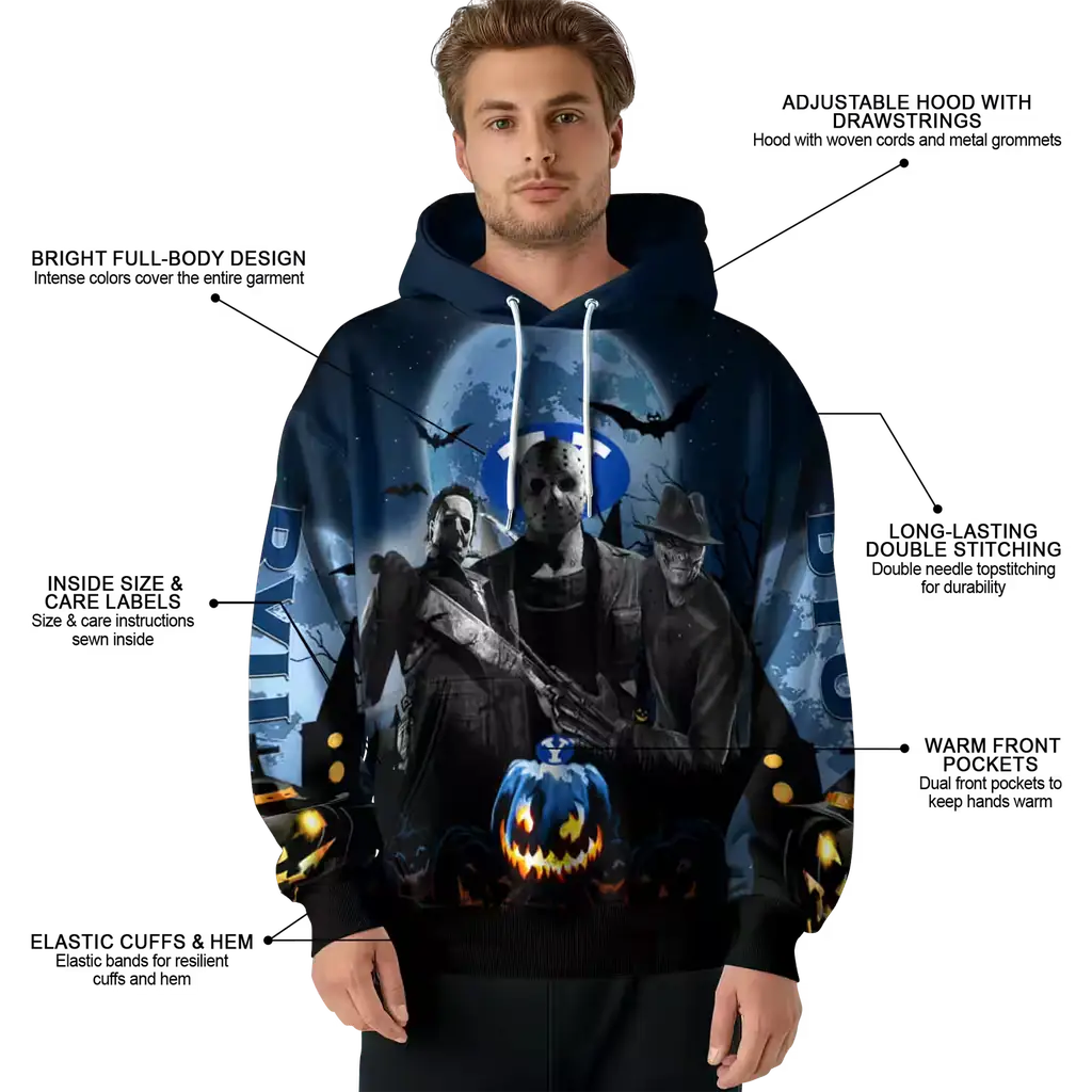 byu cougars halloween vibes blue black hoodie latest model byu cougars halloween vibes blue black hoodie latest model